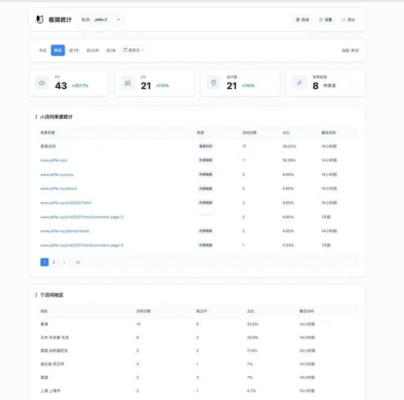PHP网站统计系统源码 极简统计 支持本地部署-华宸源码网